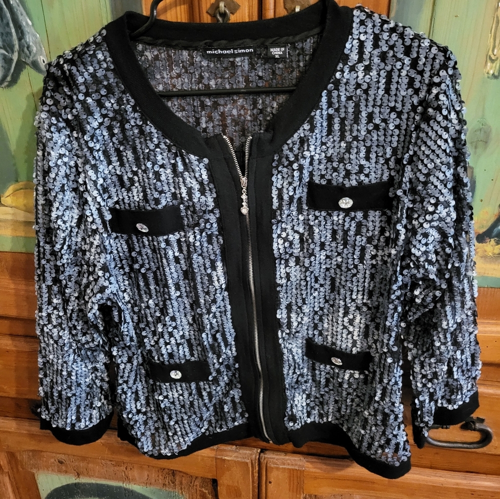 Michael Simon Black Sequin Jacket - image 1